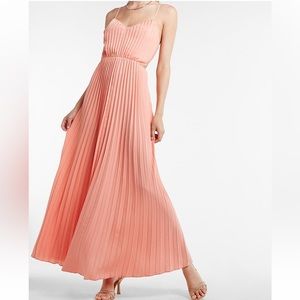 PETITE Pleated Coral Dress with cutout sides